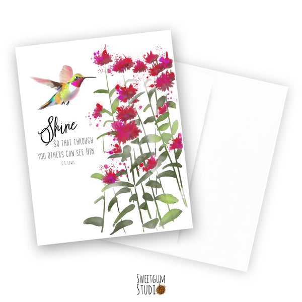 Shine Note Card - Hummingbird