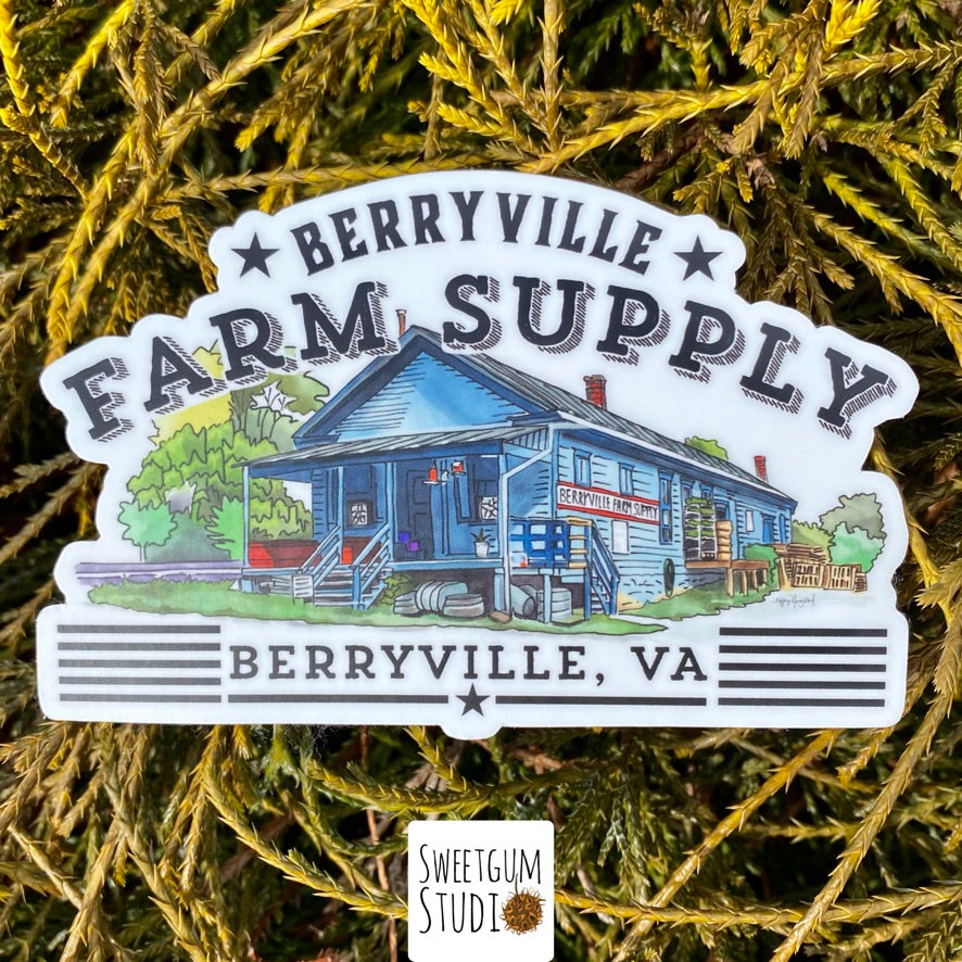 Berryville Farm Supply Die Cut Sticker Sweetgum Studio LLC