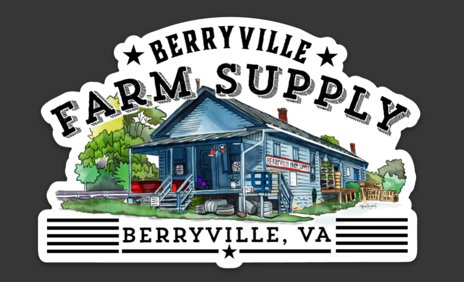 Berryville Farm Supply Die Cut Sticker Sweetgum Studio LLC