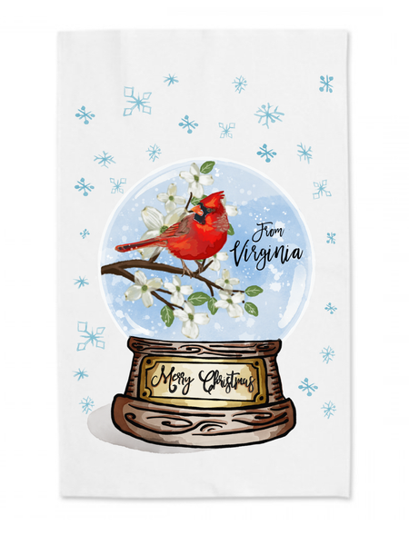 Snow Globe Virginia Cardinal Tea Towel