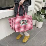 Gingham Canvas Tote Bag