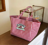 Gingham Canvas Tote Bag