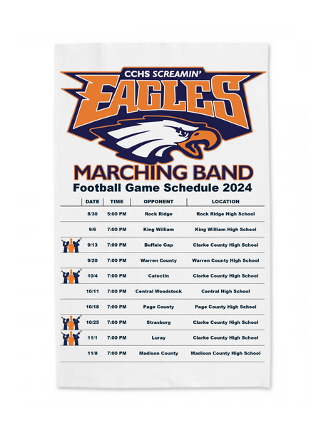 Clarke County High School Marching Band Game Schedule Towel - 2024