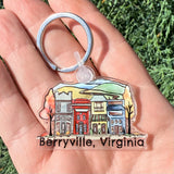 Fall in a mountain town Keychain