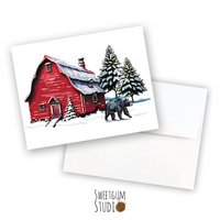 Snowy Barn Note Card