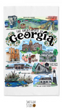 State of Georgia Landmark Tea Towel