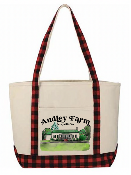 Audley Farms Plaid Canvas Tote Bag