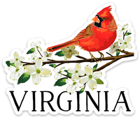 Virginia Cardinal Die Cut Sticker