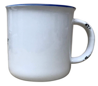 Stoneware Distressed Mug with Blue Trim 11 oz.