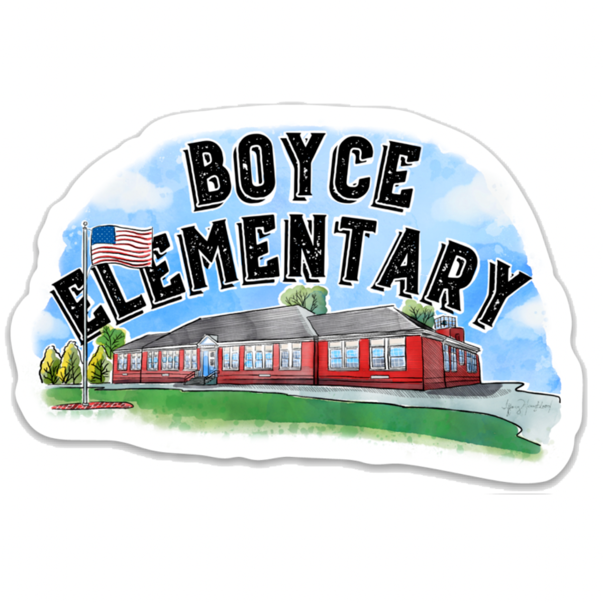 Boyce Elementary Die Cut Sticker Sweetgum Studio LLC