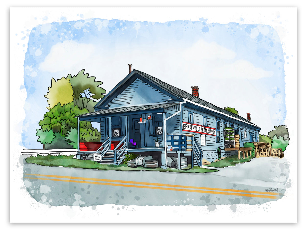 Berryville Farm Supply Art Print Sweetgum Studio LLC