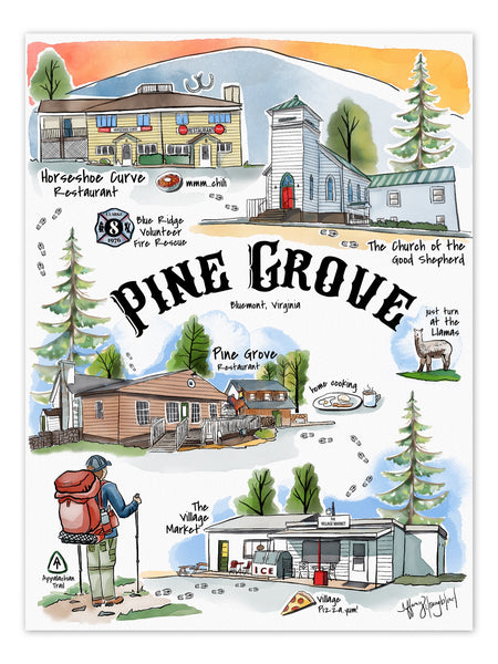 Pine Grove Landmark Art Print