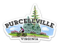 Purcellville Virginia Die Cut Sticker - Bicyclist
