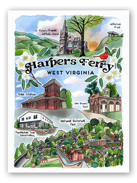 Harpers Ferry West Virginia Landmark Art Print