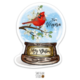 Snow Globe Die Cut Sticker - From Virginia, Cardinal