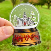 Snow Globe Die Cut Clear Sticker - Church