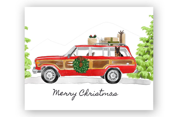 Wagoneer with German Shepard Art Print – Sweetgum Studio LLC wagoneer-with-german-shepard-art-print-sweetgum-studio-llc