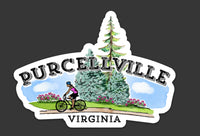 Purcellville Virginia Die Cut Sticker - Bicyclist