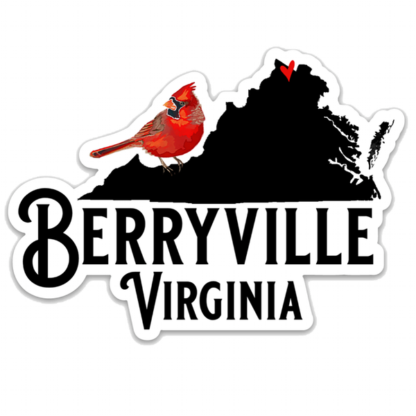 Berryville Virginia Die Cut Sticker - Cardinal