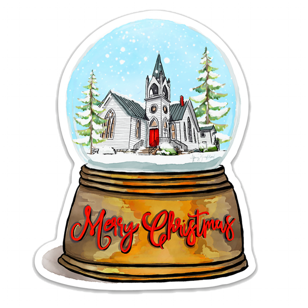 Snow Globe Die Cut Sticker - Church