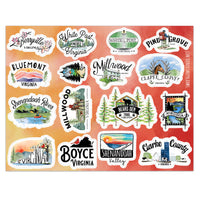 Clarke County Virginia Die Cut Sticker Sheet