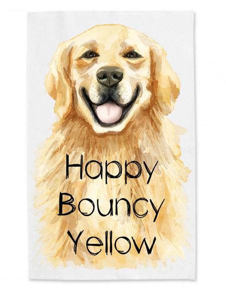 Happy, Bouncy, Yellow Tea Towel