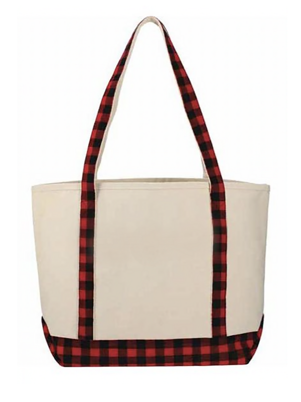 Plaid canvas tote bags sale