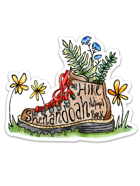 Hiking Boot, Shenandoah National Park - Virginia Die Cut Sticker