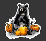 Bear in the Pumpkin Patch Die Cut Sticker