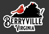 Berryville Virginia Die Cut Sticker - Cardinal