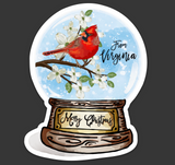Snow Globe Die Cut Sticker - From Virginia, Cardinal