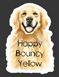 Happy, Bouncy, Yellow Die Cut Sticker