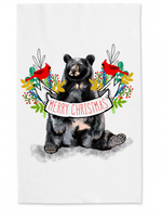 Merry Christmas Black Bear Tea Towel
