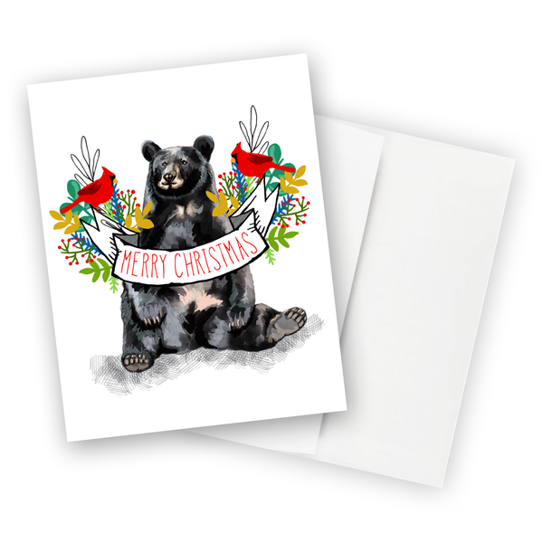 Merry Christmas Black Bear Note Card